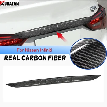 Реални въглеродни влакна кола обратно задна опашка кутия врата тапицерия стикери ленти формоване за Nissan Infiniti Q50 2018-2023 Аксесоари за стайлинг