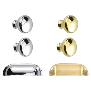 Копчета за шкафове Твърди месингови кръгли копчета за чекмеджета Прости декоративни дръжки за врати на кухненски шкафове за гардеробна врата