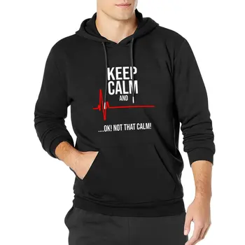 Keep Calm And Ok Not That Calm Streetwear Hoodies Heartbeat Print Retro Pullover Hoodie Couple Oversize Loose Cotton Sweatshirts
