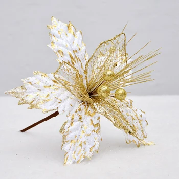 22cm DIY изкуствени коледни цветя симулация цветя коледно дърво орнаменти сватба коледна украса цвете главата