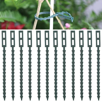4 Размери за многократна употреба Добре плетени армейски зелени кабелни връзки за растения Регулируема найлонова заключваща лента за поддръжка на дърво храст закопчалка линия