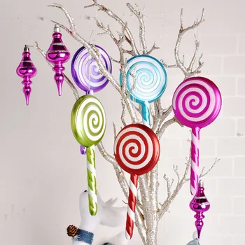 Коледно дърво декорации PVC боядисани бонбони Нова година парти подаръци орнаменти по-големи близалка коледно дърво дома висящи разкрасяване