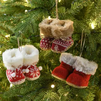 Коледа бонбони червени ботуши обувки Дядо Коледа подарък чорап закуски чанти Начало декорации Коледа дърво орнаменти висящи висулки декор