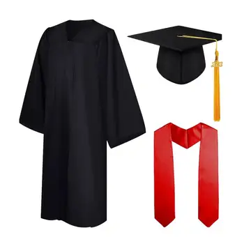 Абитуриентска рокля с дипломна шапка Академична рокля за дипломиране Костюм за дипломиране с пискюл за церемония Академична рокля за колеж и