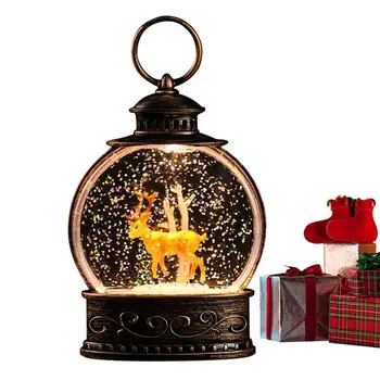 Осветена Коледа сняг глобус фенер батерия експлоатирани LED нощна светлина с кука коледно дърво орнаменти подарък за празнично парти