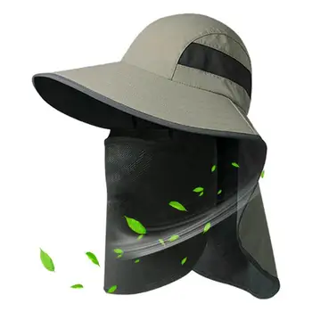 Риболовна шапка с капак на врата за мъже Широка периферия слънцезащита покритие лицето врата клапа капак UV защита дишаща UPF50 за