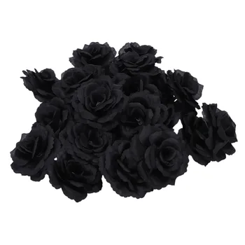 20 бр. Черна роза изкуствена коприна цвете парти сватба къща офис градина декор DIY