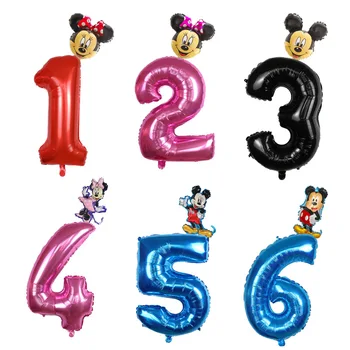 2бр Mikcey Мини Маус 30 инчов брой балони Декорации за рожден ден Бебешки душ Детско парти Мики балон въздух Globos