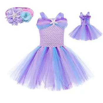 Момичета русалка Tutu рокля русалка рокля за малки момичета костюм Tutu пола рокли за фантазия рокля парти момиче малки деца