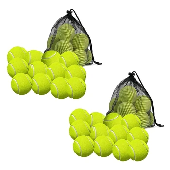 24 Пакет тенис топки с чанта за съхранение - фино качество дебелостенна тенис топка - идеална за тенис и крикет
