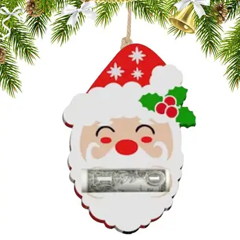 Коледа пари в брой подарък дървена висулка пари клип портфейл подарък ваучер джобни пари клип плик подарък пари клип висящи
