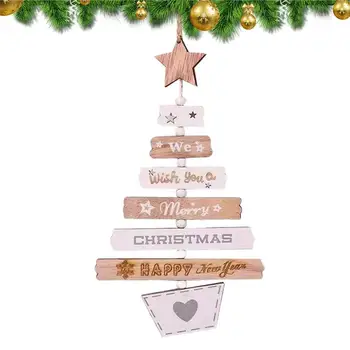 Висящи коледни елхи знак орнамент коледно дърво форма висулка с цветни букви Желаем ви весела Коледа сезонен