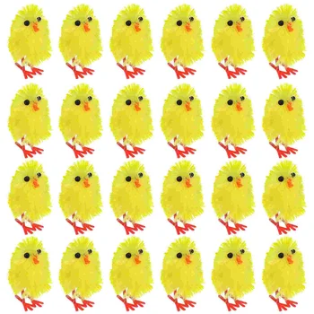 Симулация Мини Великденски пилета Изкуствени плюшени жълти пилешки настолни орнаменти Пролетно парти благоприятства декорацията