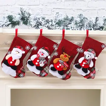 Санта чорап бонбони чанти коледно дърво Ornamets висулки бельо подарък чанта за коледно дърво висящи парти дърво Коледа D J9Q4