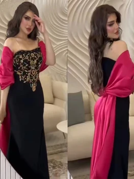Цветни мъниста Черни луксозни вечерни рокли от 2 части Абитуриентски рокли с дължина до пода в Дубай Русалка Арабия Официални рокли за повод
