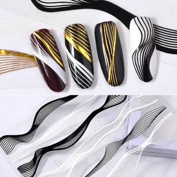 Нови 3D линии нокти стикер злато ивици лента нокти дизайн за нокти гел полски стикер ваденки