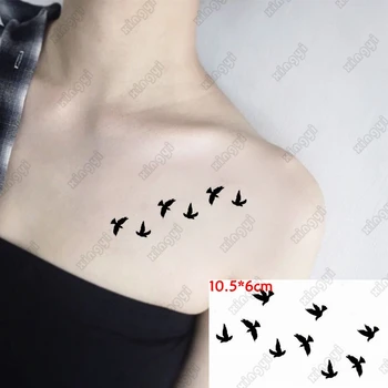 водоустойчив временен стикер за татуировка Малка муха птица флаш Тату Сладко перо на китката на пръста Фалшив Тато за боди арт Жени Мъже