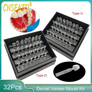 32pcs/Set Комплект за плесен за дентална фасета Композитна смола Venner Light Cure Filling Мухъл Автоклав Преден инструмент за избелване на предни зъби