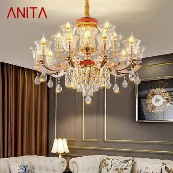 ANITA модерен полилей луксозен кристал LED свещ висулка лампа Nordic тела за дома хол трапезария спалня