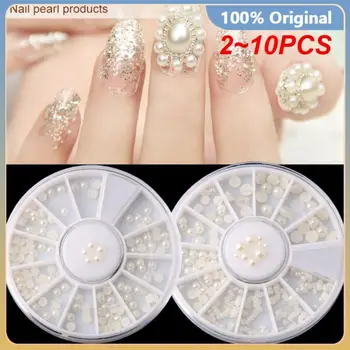 2 ~ 10PCS 2mm 3mm Wihte полукръг перла нокти блясък нокти кристали колело нокти изкуство декорации грим