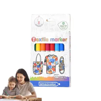 Fabric маркери постоянни за дрехи облекло маркер боя писалки 8 цвята изкуство маркери набор Fade-устойчиви за деца за платно чанти
