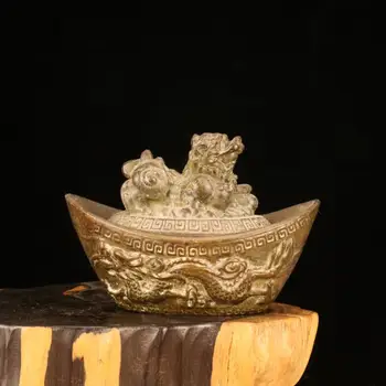 Китай будизъм месинг мед дракон Феникс Yuanbao богатство смели войски статуя подарък декоративни занаяти