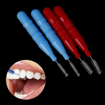 50PCS/lot Гореща устна хигиена Стоматологична клечка за зъби Четка за зъби Почистване на зъби Почистване на зъби Конец за зъби Мека пластмасова интердентална четка