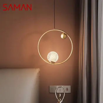 SAMAN Съвременен меден полилей LED злато месинг висящи светлини прост дизайн творчески декор за домашна спалня