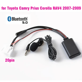 Car bluetooth адаптер за безжичен микрофон стерео AUX IN музика за Toyota Camry Corolla Yaris RAV4 Prius 2007-2009