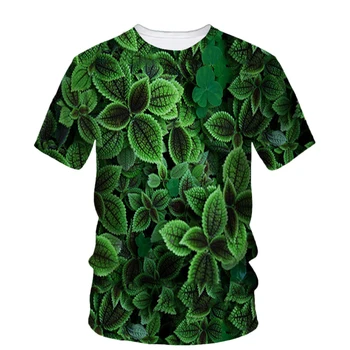 Лятна мода растения и цветя 3d отпечатани мъжки тениска тенденция личност творчески Harajuku къс ръкав O врата хлабав риза