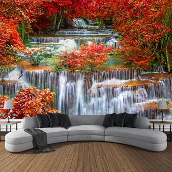 Горски водопад езеро пейзаж гоблен стена висящи изкуство стенопис декорация завеса плажна кърпа чаршаф за легло декорация на дома