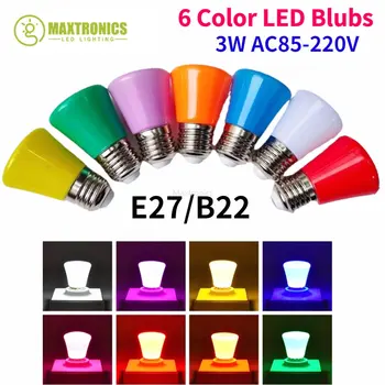 10Pcs AC85-220V LED Blubs цветни E27 / B22 SMD2835 червено / синьо / зелено / розово / бяло крушка 3W за празнично парти бар домашно осветление