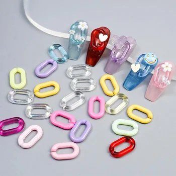 50pcs смесена верига нокти изкуство чар 3D цветни сладък желе ясно верига нокти декор части DIY бонбони цвят нокти дизайн аксесоари