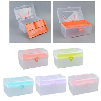 Кутия за съхранение на нокти Изчистване с отделения за инструмент за пробиване на нокти Пирон кристал четка писалка буфер шлифовъчни файлове контейнер
