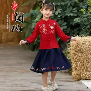 2 броя / комплект детски костюм за танг 2024 Нова година китайски лъв модел ханфу костюм ежедневно облекло