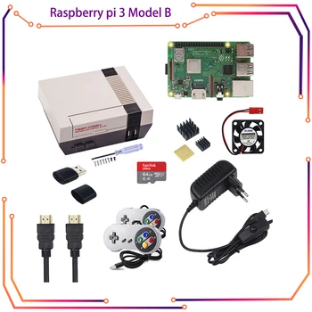NESPi CASE+ Raspberry Pi 3 Модел B+ комплекти + 32GB SD карта + 3A захранващ адаптер + радиатор + 2 геймпад контролер RPI54