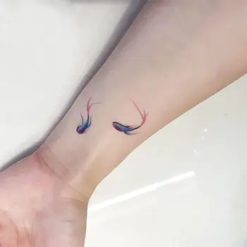 Глезена временни татуировка стикери за жени синя риба татуировка водоустойчив секси ключица трайни златни рибки изкуство фалшив татуировка стикер