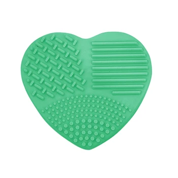 Heart Shape Makeup Brush Cleaner Силиконова четка за почистване на мат с мокра суха гъба за двойна употреба, розово червено