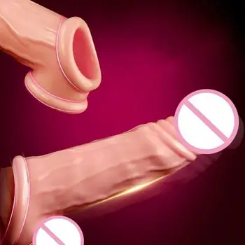 Мъжки за многократна употреба на пениса ръкав вибратор удължител уголемяване забавяне еякулация секс играчка