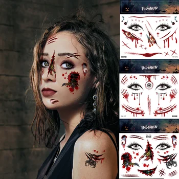 Хелоуин парти грим за лице татуировка стикери зомби белег рана временни татуировки за жени мъже косплей фалшив tatoo