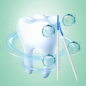 200PCS Силиконови интердентални четки Орално почистване Клечка за зъби Орален хигиенен инструмент Мек конец за зъби Protable силиконови клечки за зъби