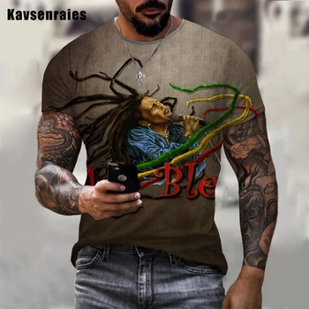 Мъже Жени Мода Случайни 3D Jah Благослови Печатни Мъже Тениска Cool Reggae Музика Извънгабаритни тениска