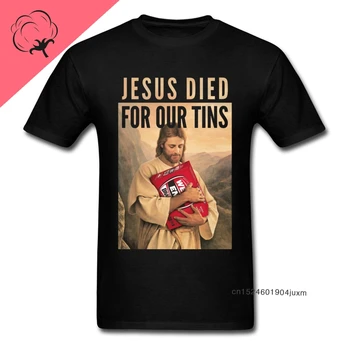 2024 Нова мъжка тениска Исус умря за нашите кутии Забавна винтидж тениска от 80-те години Бог печат християнски черен висококачествен памучен тениска