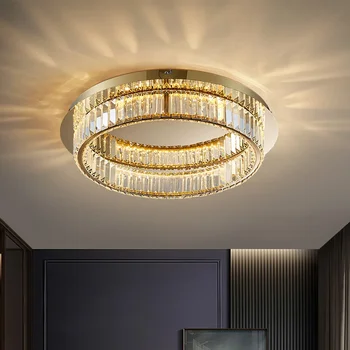 Кристали Led полилей осветление спалня таван полилеи хол декорация модерен дом декор кръг висящи лампа тела