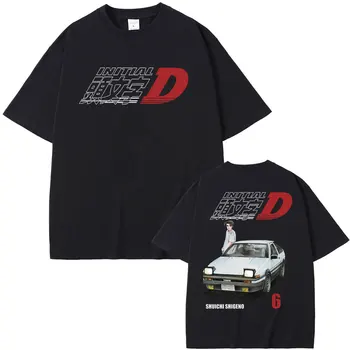 Аниме дрифт AE86 Първоначално D печат T риза Мъже Жени Мода R34 Skyline GTR JDM Манга Fujiwara Takumi тениска Реколта улично облекло