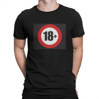 18+ Знак за възрастово ограничение T ризи Ежедневни тениски Обло деколте Консултативно и изрично съдържание Тениска Облекло с къс ръкав