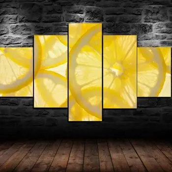 5Pcs плакат лимон платно картини стена изкуство без рамка HD печат 5 парчета снимки Начало декор 5 панел стая декор модерен абстрактен