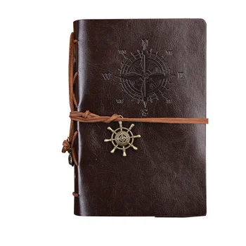Класически дневник за тетрадки с ръчно изработено подвързващо въже за подарък ръчно завързан бележник (кафяв)