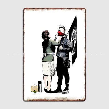 Банкси анархист пънк и майка му плакат метална плоча стенопис живопис класически кухня стена кръчма калай знак плакати