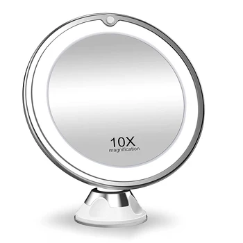 Гъвкаво 10x увеличително огледало LED осветлениеСензорен екран преносима тоалетка грим суха батерия